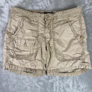 Polo Jeans Co. vintage Women's Tan Cotton Cargo Shorts Distressed size 4 b15